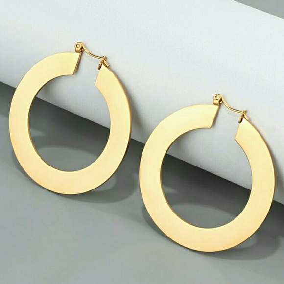 LAST 1! Trendy Thick Boho Gold Hoop Earrings - Picture 3 of 6